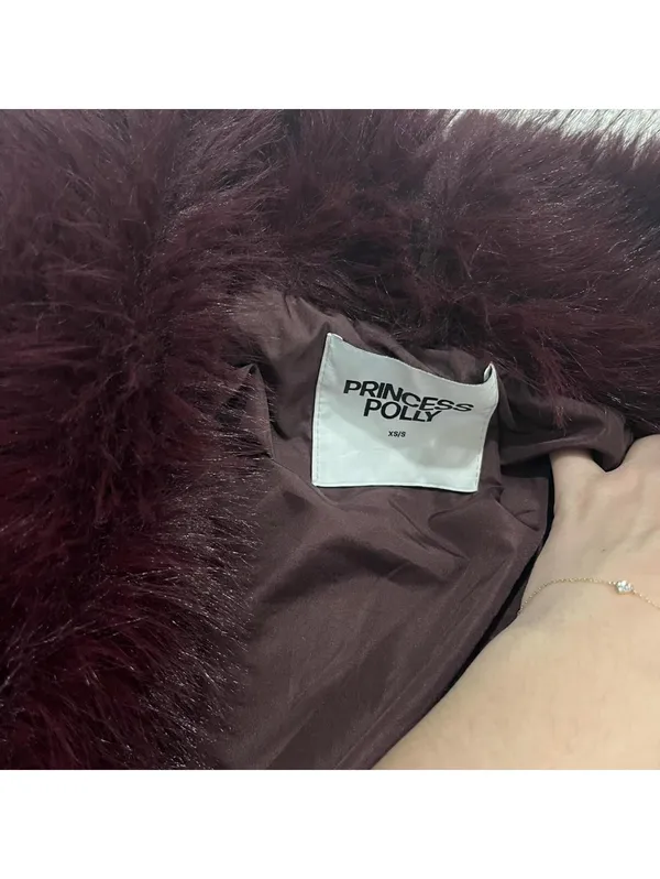 Princess Polly Liannah Faux Fur Jacket Red - Image 7