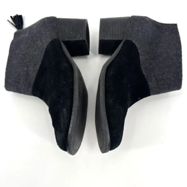 Toms Leila Wool Felt Ankle Booties Size 7.5 Boots Leather Suede Black &‎ Gray - Image 4