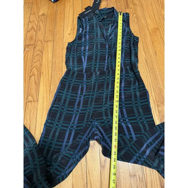 Thakoon NWT Plaid Striped Combo Silk Sleeveless Jumpsuit‎ Size 6 - Image 7