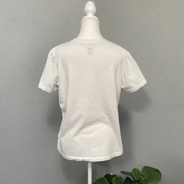 Vans White Tee Floral Leaf Checkered Graphic Print Short Sleeve Shirt - Image 4