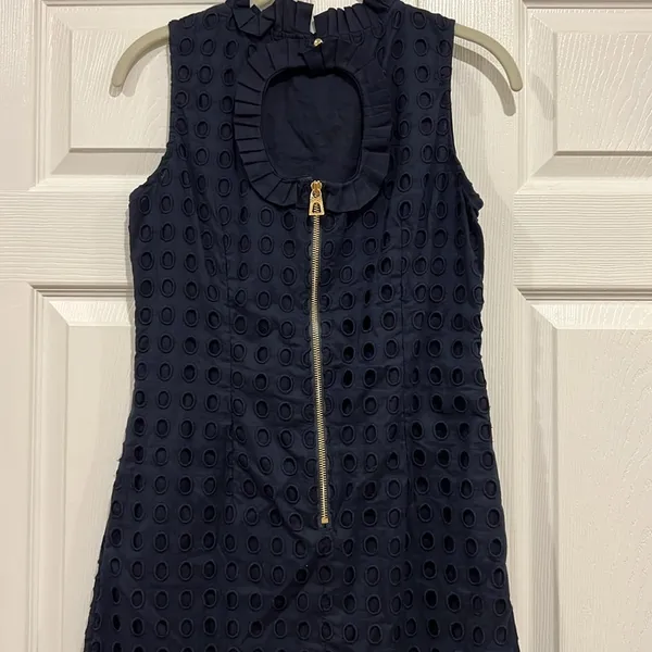 Sail‎ to Sable Eyelet Ruffle Dress Navy Blue Womens Size 0 - Image 3