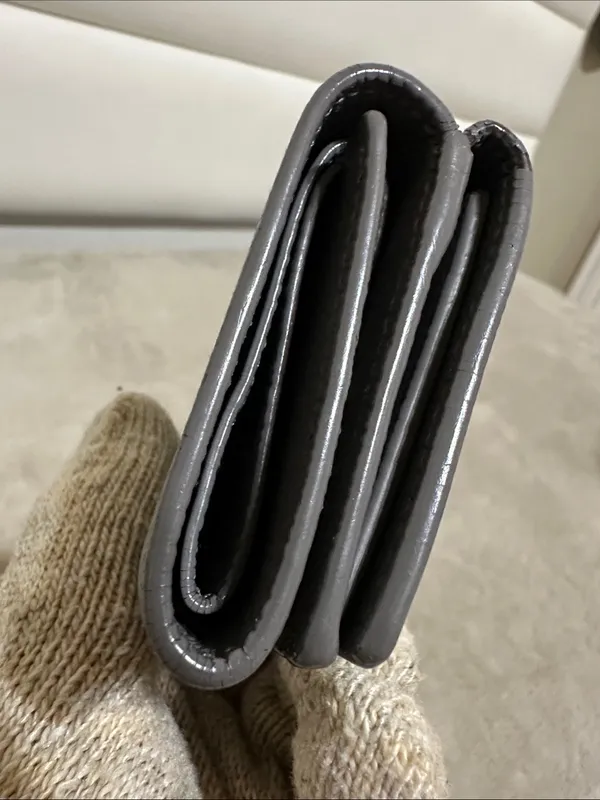 Saint Laurent Pebbled Leather Card Case in Taupe Gray - Image 5
