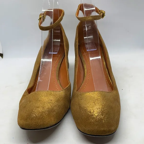 Coach Gold Suede Kitten Heels Ankle Straps 8.5 - Image 2