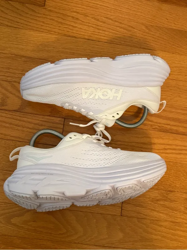 NWOB Hoka One One Bondi 8 Sneakers in White - Image 4