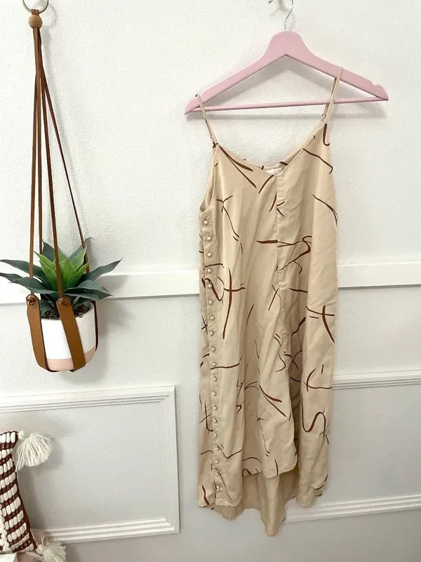 Anthropologie Sancia Claudia Tan Dress Size XS Abstract Miro Print - Image 2