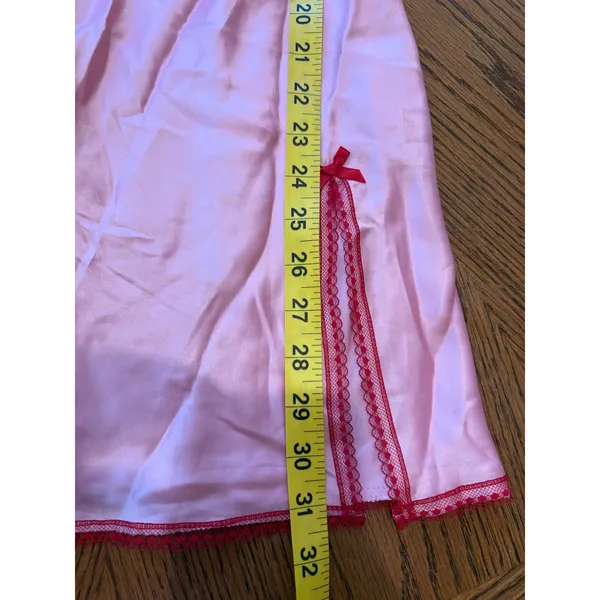 Victoria's Secret Slip Dress Womens S Pink Red Lace Satin Y2K Coquette Mini - Image 3