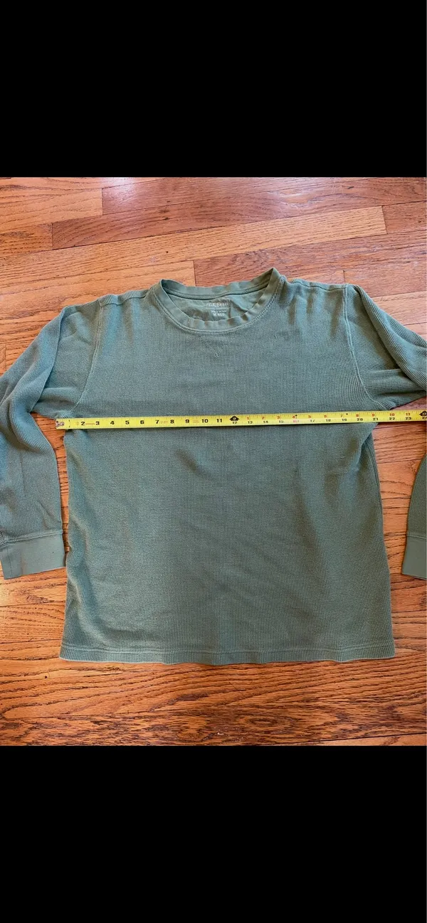 Vintage L.L. Bean Classic Long Sleeve Thermal Waffle Shirt - Olive Green - Image 2