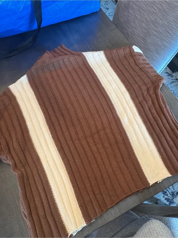 American Threads Striped Ribbed Mock Neck Sweater - Image 3