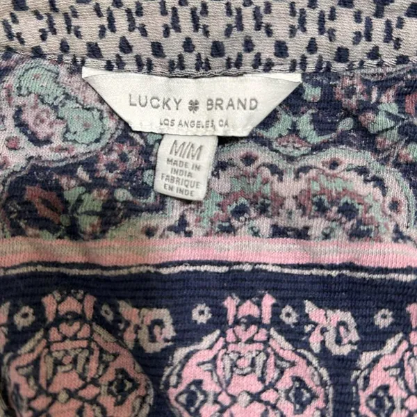 Lucky Brand Elegant Navy, Lavender and White Women's Peasant Top - Image 5