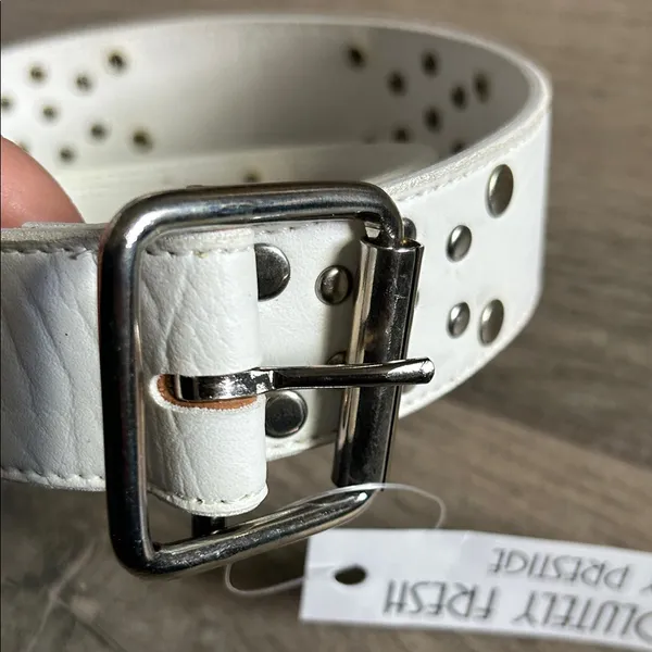 White flat studded Belt - Image 3
