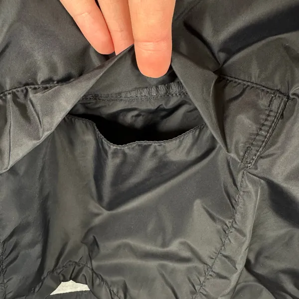 Nike Vintage Black Snap Up Hooded Packable Lined Windbreaker Women's Size XL‎ - Image 4