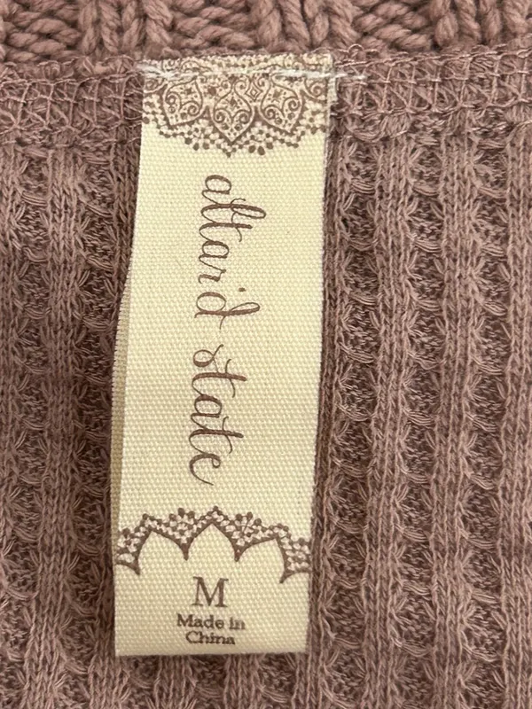 Altar’d State Samantha Waffle Sweater Sleeve Top Pink and Burgundy Size M - Image 6
