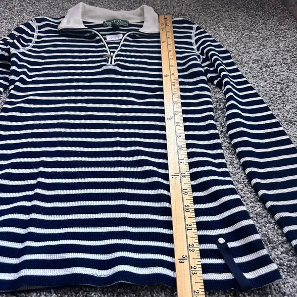 Lauren Ralph Lauren Active Navy White Stripe Sweater XS 100% Cotton - Image 3