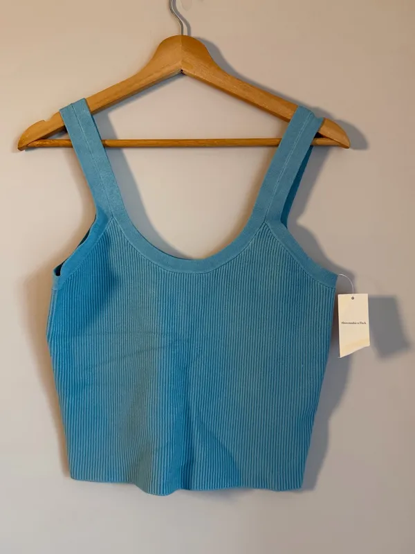 Abercrombie & Fitch Sky Blue Ribbed Tank Top - Image 4