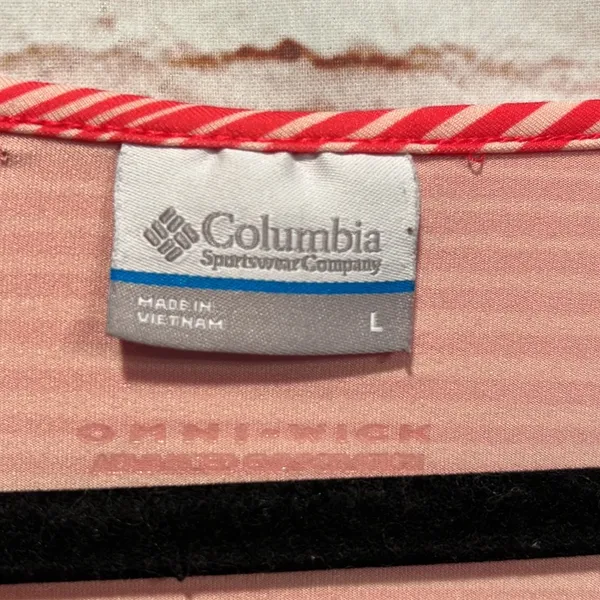 Columbia anytime casual striped tunic Omni wick large cinched sides V-neck pink - Image 5