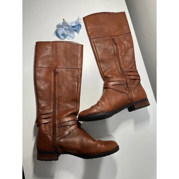 Lauren Ralph Lauren Sonya Cognac Brown‎ Leather Riding Boots Women 6B 802143440 - Image 3