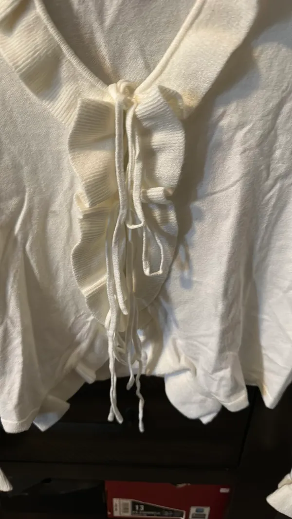 Ruffles tie front cardigan White Size L - Image 2