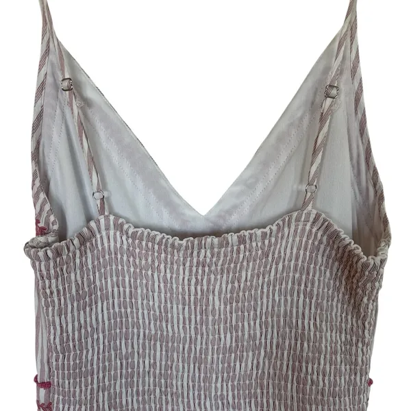 Japna maxi dress Casual Style pink and white stripes with embroidery - Image 5