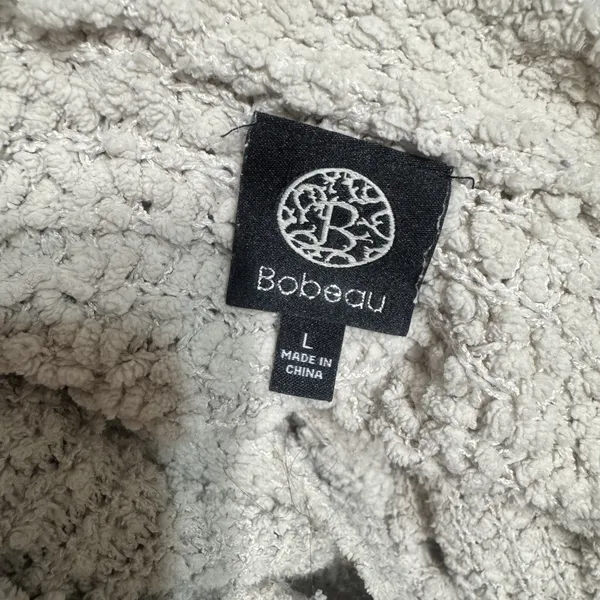 Bobeau Cream Cardigan Textured Knit chunky Sweater Coat sz L open front‎ duster - Image 6