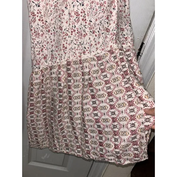 JAPNA Anthropologie Wide Leg Jumpsuit Romper Strapless Ruffle smocked small - Image 10