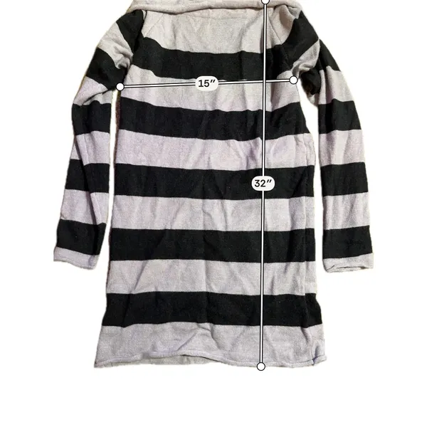 Unbranded Grey Black Striped Cowl Neck Sweater Dress Longline Tunic Top Womens - Image 3