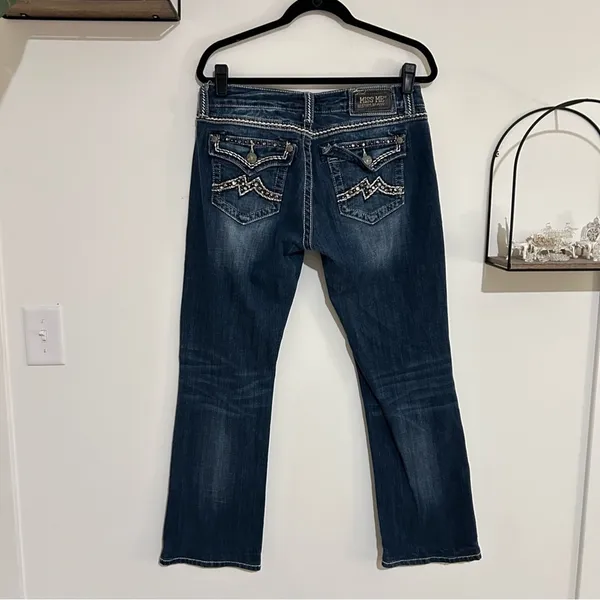Miss‎ Me Easy Bootcut Rhinestone Embroidered Blue Jeans Size 29 - Image 2