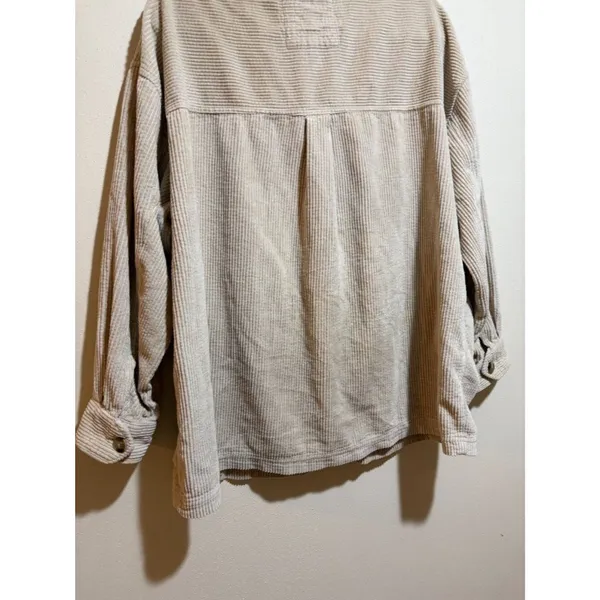 Aerie Size L Corduroy Shacket Shirt Jacket Cream Button Down Front - Image 9