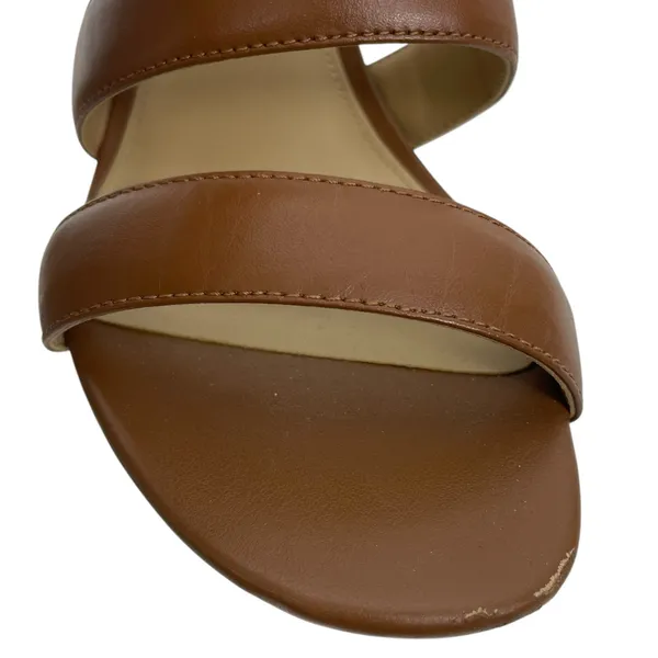 Michael Kors Paloma Flex Mule Sandals Gold Block Heel Brown Size 7M - Image 9