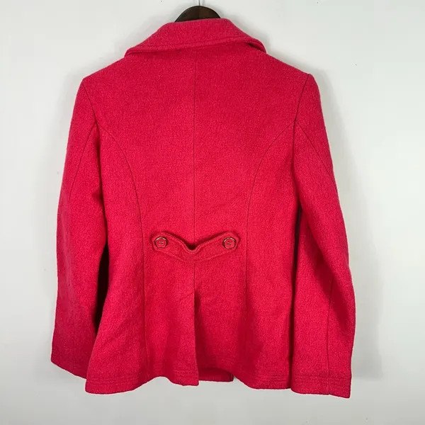 New York & Company Peacoat Women Small Pink Wool Blend Double Breasted Jacket - Image 5
