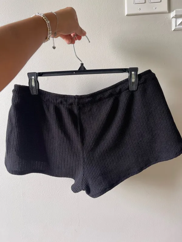 Shein Waffle Knit Shorts Lounge Black Size L - Image 2