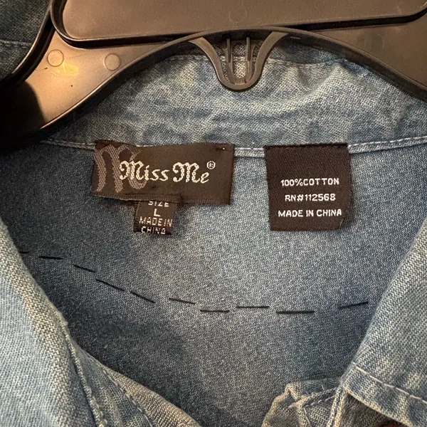 Miss Me Embellished Denim Button Down Shirt - Image 6