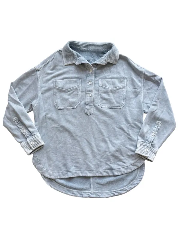 Aerie Oversized Quarter Snap Sweatshirt Blue XS - Image 2