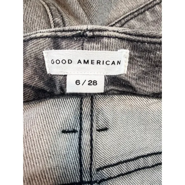 Good American Good‎ Boy Twisted Slit Straight Leg Jeans Gray Size 6/28 - Image 5