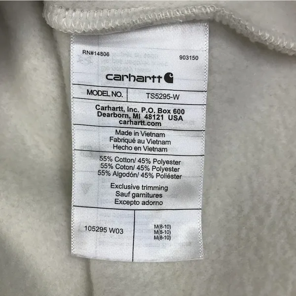 CARHARTT Relaxed-Fit Quarter-Zip Sweatshirt W's Sz M Cream Fleece Inside Cozy - Image 9