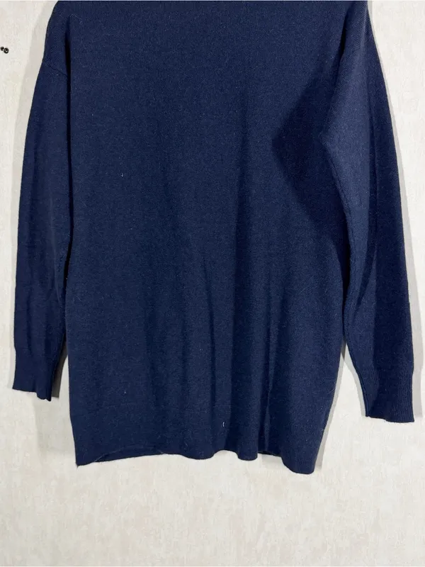 Ann Taylor Women’s 100% Cashmere Knit Cardigan Sweater V-Neck in Navy M - Image 6