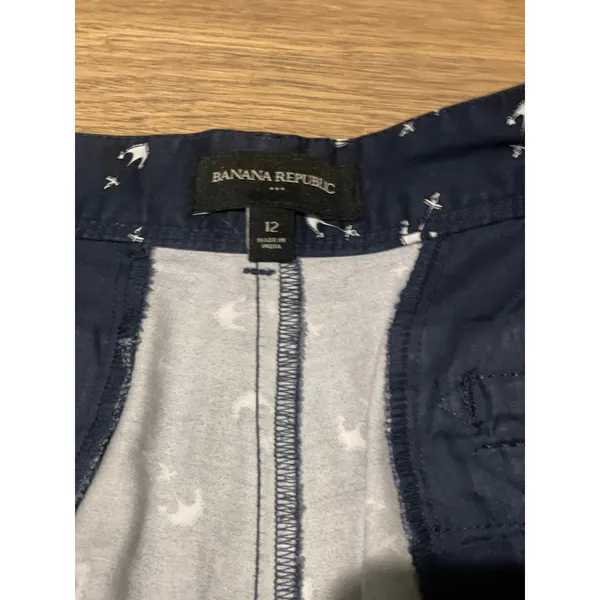 Banana Republic 12 Navy Anchor Print Shorts Cotton Stretch Nautical Summer - Image 2