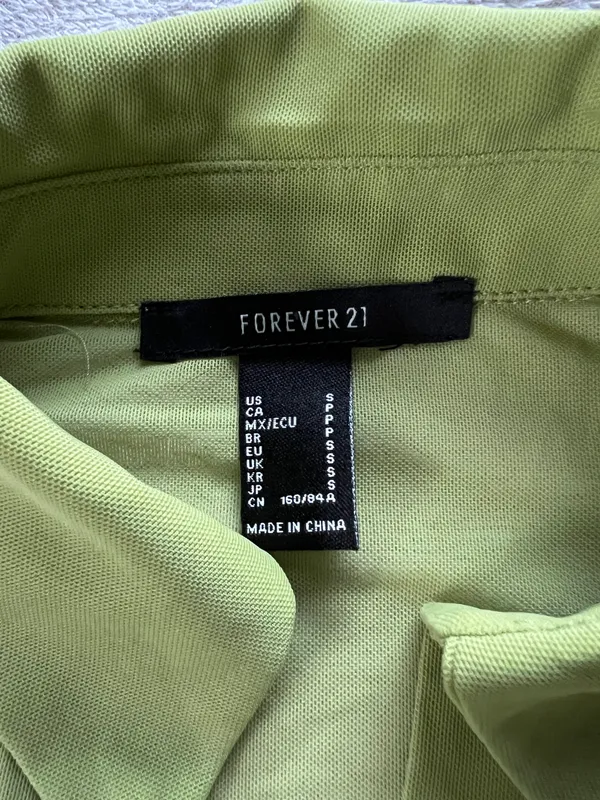 Forever 21 Green Mesh Cropped Polo - Image 2