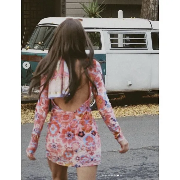 FREE PEOPLE Della Burnout Velvet Mini Dress in Fruit Punch Combo Size Large - Image 5
