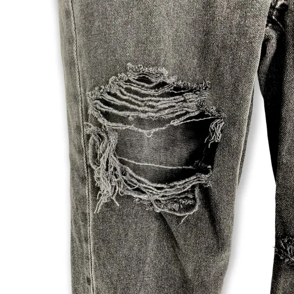 American Eagle | Size 00 XXS | Mom Jeans High Rise Distressed Ripped Faded Black - Image 6