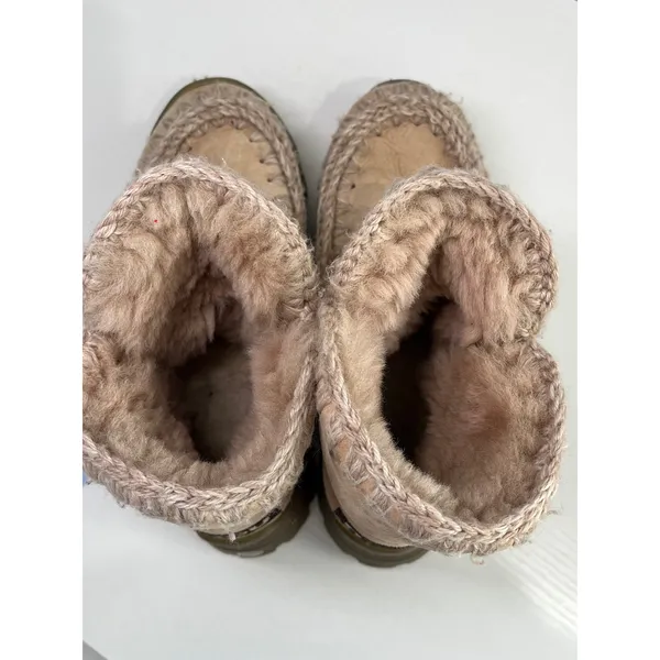 Mou Eskimo Tan Sheepskin Shearling Boots St. Moritz‎ Scout Lug Sole Size 37 - Image 4