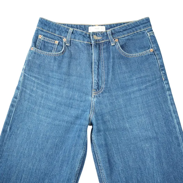 Mango MNG‎ Women's Size 4 Denim 100% Cotton Wide Leg High Waisted Blue Jeans - Image 2