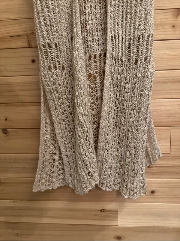 Y2K Mudd Small Crochet Open Knit Full Length Sleeveless Duster Boho Western - Image 4