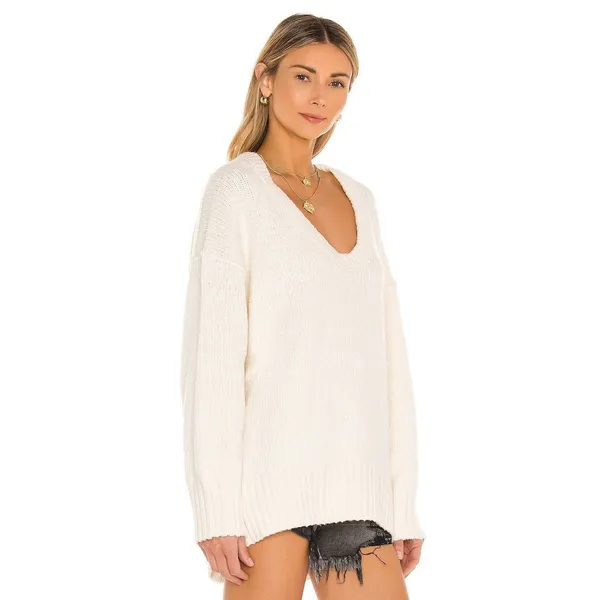 Revolve FREE PEOPLE Brookside Tunic Sweater‎ Ivory Slouchy Solid Scoop Large - Image 5
