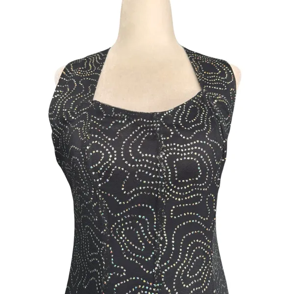 Vintage‎ All That Jazz Black Mesh Rhinestone Maxi Dress Open Back Party Wedding - Image 3