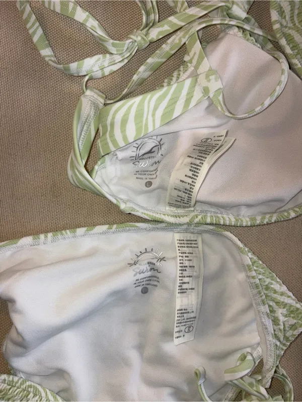 Green and White Tie-Side Bikini Set - Image 3
