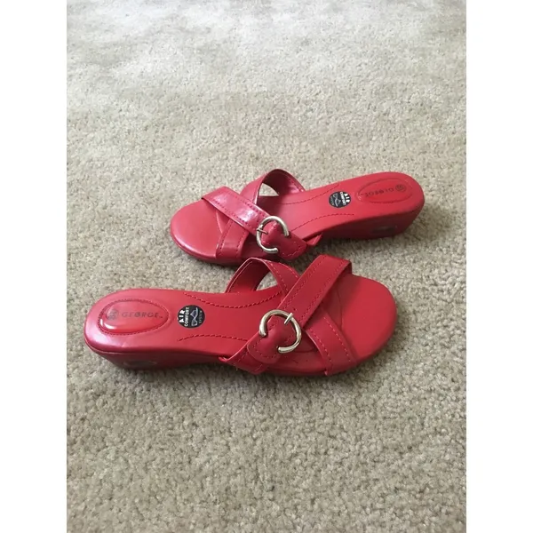 George Women's Red Slides Sandals Slip On Slides Shoes Size 8.5 - Image 4