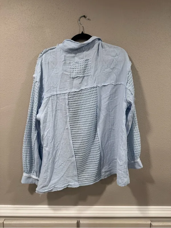 Andree by Unit Light Blue Textured Button-Up Jacket - Image 4