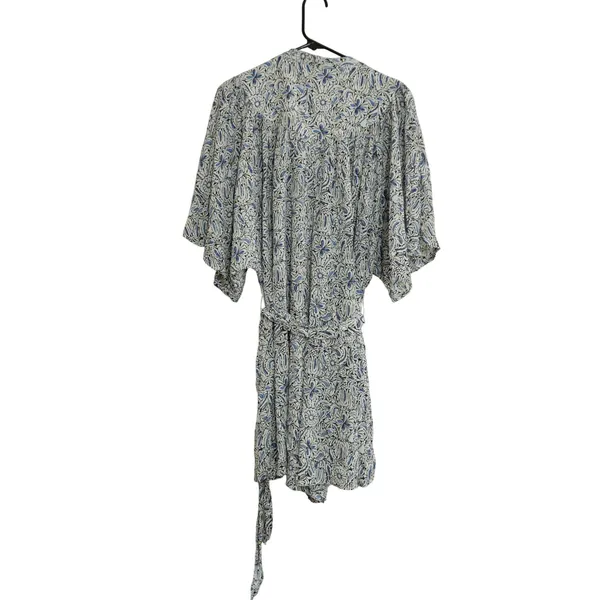 Anthropologie Blue Floral Modal Mini Romper Flutter Sleeve Belted Pockets Small‎ - Image 14