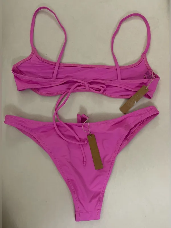 Skims SET NWT Neon Orchid Pink Bikini Swim Set 2-pc set top & Bottom Size L - Image 2