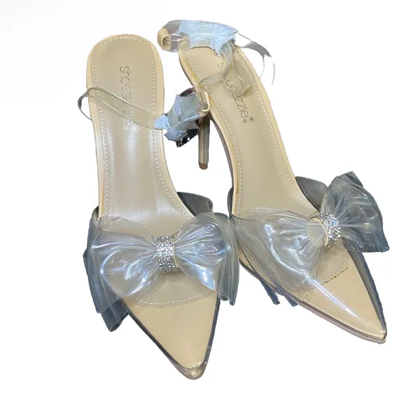 ✨ NIB / NWT ShoeDazzle Celestina Size 8.5 Clear Bow Crystal Sandals Heels $60.00 ✨ - Image 5